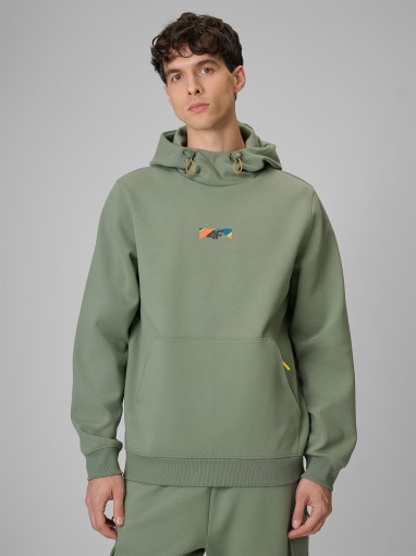 Męska bluza dresowa nierozpinana z kapturem 4F 4FRSS26TSWSM2894 - khaki