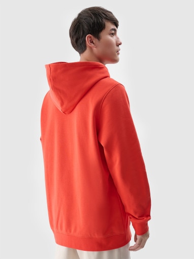 Męska bluza dresowa nierozpinana z kapturem 4F 4FWMM00TSWSM1766 - czerwona