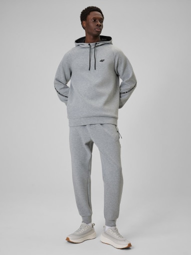 Męska bluza dresowa nierozpinana z kapturem 4F 4FWSS26TSWSM2238 - szara
