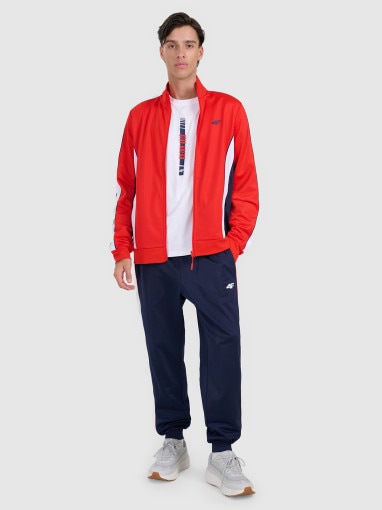 Męska bluza dresowa rozpinana bez kaptura 4F 4FRAW25TSWSM2459 - czerwona