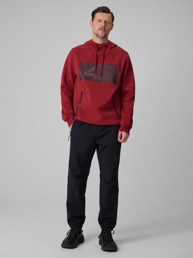 Męska bluza dresowa rozpinana z kapturem 4F 4FRSS26TSWSM2975 - czerwona