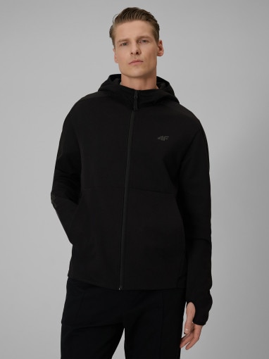  4F Męska bluza dresowa z kapturem 4F 4FWSS26TSWSM2130  czarna Czarny