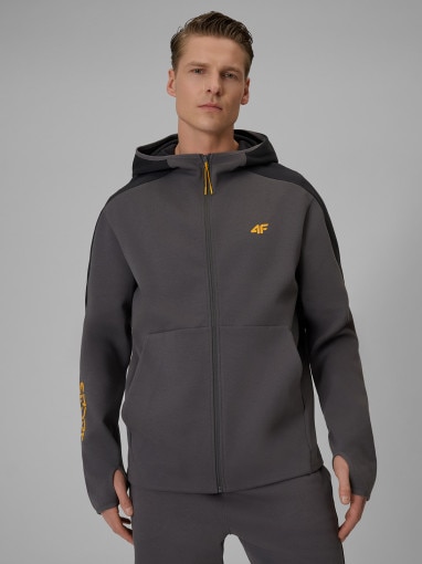  4F Męska bluza dresowa z kapturem 4F 4FWSS26TSWSM2130  szara Szary