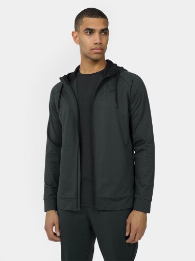 Męska bluza treningowa rozpinana z kapturem 4F 4FMM00TFSWM179 - czarna