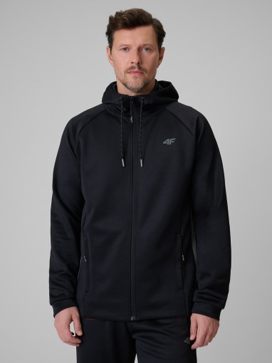  4F Męska bluza treningowa rozpinana z kapturem 4F 4FRSS26TFSWM0958  czarna Czarny