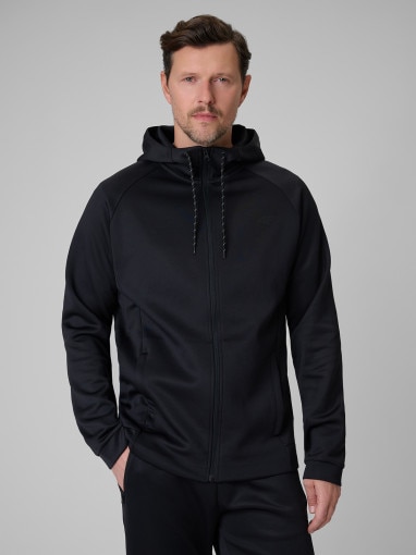  4F Męska bluza treningowa rozpinana z kapturem 4F 4FWSS26TFSWM632  czarna Czarny