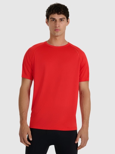  4F Męska koszulka do biegania 4F 4FWAW25TFTSM1499  czerwona Czerwony