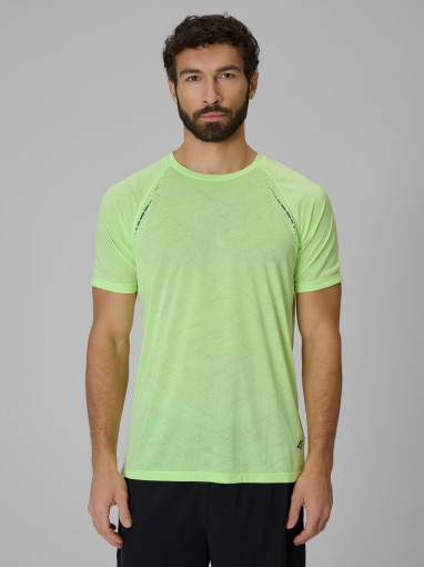  4F Męska koszulka do biegania 4F 4FWSS26TFTSM1800  limonkowa Limonkowy