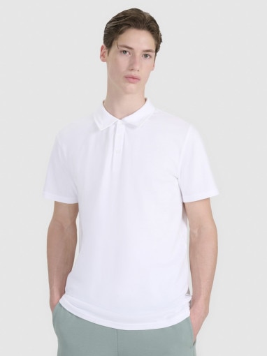  4F Męska koszulka polo 4F 4FRSS25TPTSM632  biała Biały