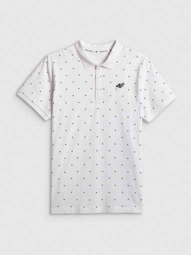  4F Męska koszulka polo 4F 4FWSS26TPTSM631  biała Biały