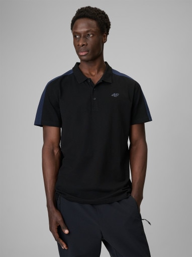  4F Męska koszulka polo 4F 4FWSS26TPTSM636  czarna Czarny