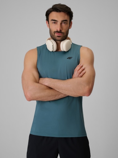  4F Męska koszulka treningowa bez rękawów 4F 4FRSS26TFSLM1109  turkusowa Turkusowy