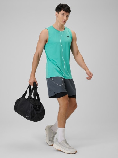 Męska koszulka treningowa bez rękawów 4F 4FWSS26TFSLM0744 - miętowa