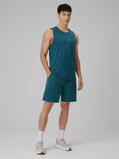 Męska koszulka treningowa bez rękawów 4F 4FWSS26TFSLM0744 - turkusowa