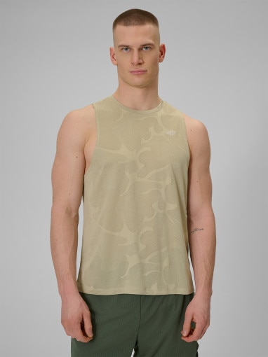  4F Męska koszulka treningowa bez rękawów 4F 4FWSS26TFSLM0877  beżowa Beżowy