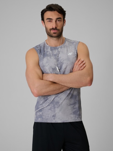  4F Męska koszulka treningowa z nadrukiem 4F 4FRSS26TFSLM1081  szara Szary