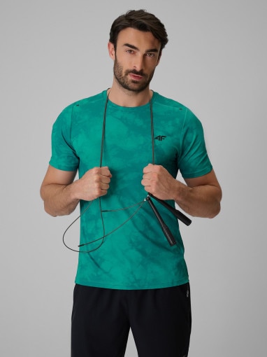  4F Męska koszulka treningowa z nadrukiem 4F 4FRSS26TFTSM2292  zielona Zielony