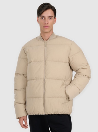  4F Męska kurtka puchowa pikowana 4F 4FWAW25TDJAM0709  beżowa Beżowy