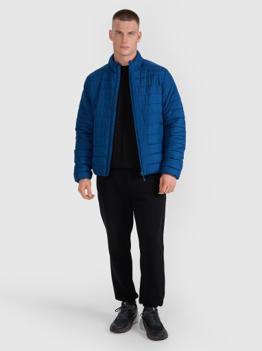 Męska kurtka puchowa pikowana 4F 4FWAW25TDJAM597 - niebieska