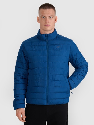 4F Męska kurtka puchowa pikowana 4F 4FWAW25TDJAM597  niebieska Niebieski