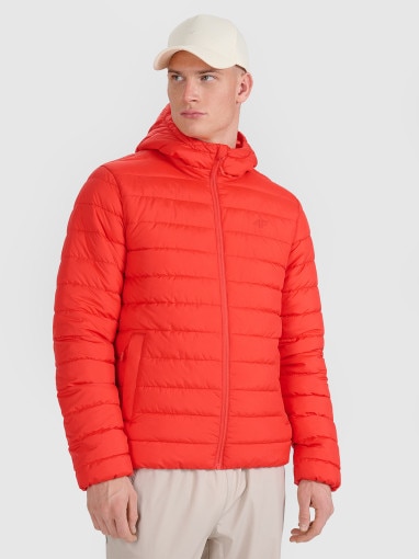  4F Męska kurtka puchowa pikowana 4F 4FWAW25TDJAM598  czerwona Czerwony