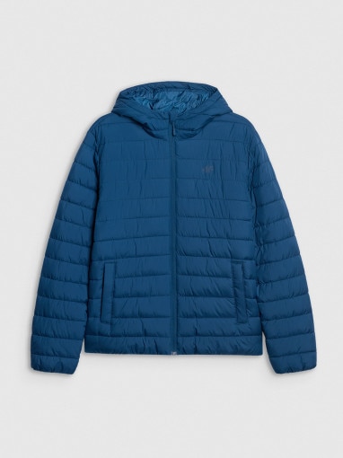  4F Męska kurtka puchowa pikowana 4F 4FWAW25TDJAM598  niebieska Niebieski
