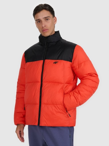  4F Męska kurtka puchowa pikowana 4F 4FWAW25TDJAM601  czerwona Czerwony