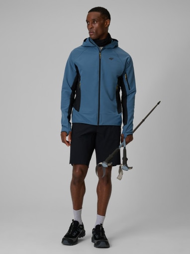 Męska kurtka trekkingowa softshell 4F 4FRSS26TSOFM644 - denim