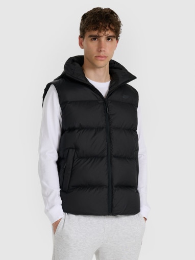  4F Męski bezrękawnik pikowany z puchem naturalnym 4F 4FWAW25TVJAM228  czarny Czarny
