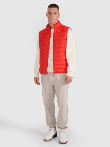 Męski bezrękawnik puchowy 4F 4FWAW25TVJAM224 - czerwony