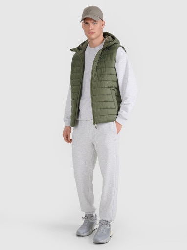 Męski bezrękawnik puchowy pikowany 4F 4FWAW25TVJAM225 - oliwkowy