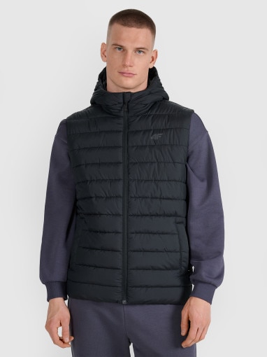  4F Męski bezrękawnik puchowy pikowany 4F 4FWAW25TVJAM225  czarny Czarny