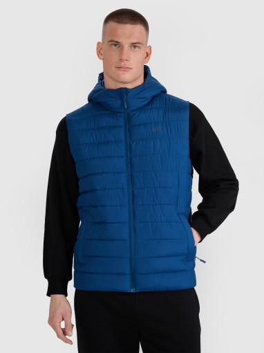  4F Męski bezrękawnik puchowy pikowany 4F 4FWAW25TVJAM225  niebieski Niebieski