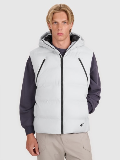  4F Męski bezrękawnik puchowy pikowany 4F 4FWAW25TVJAM226  szary Szary