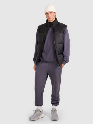 Męski bezrękawnik puchowy pikowany 4F 4FWAW25TVJAM229 - czarny