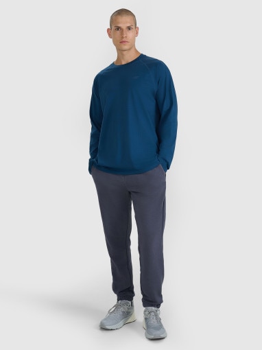 Męski longsleeve basic 4F 4FWAW25TLONM474 - granatowy
