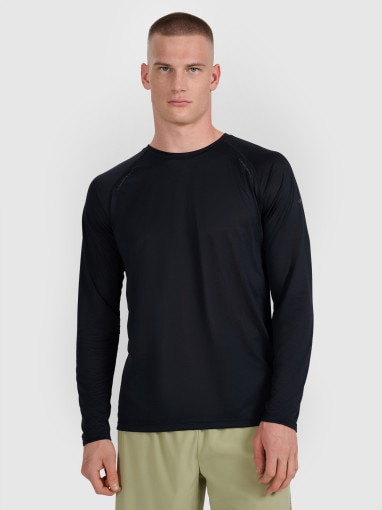  4F Męski longsleeve do biegania 4F 4FWAW25TFLOM413  czarny Czarny