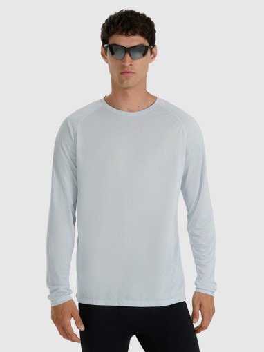  4F Męski longsleeve do biegania 4F 4FWAW25TFLOM413  niebieski Niebieski