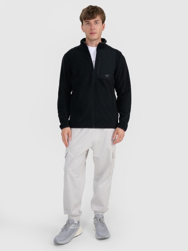 Męski polar rozpinany bez kaptura 4F 4FWAW25TFLEM414 - czarny