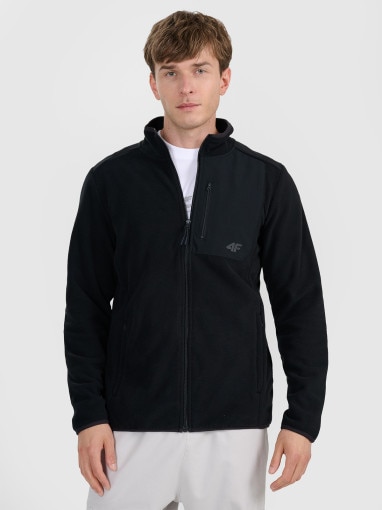  4F Męski polar rozpinany bez kaptura 4F 4FWAW25TFLEM414  czarny Czarny