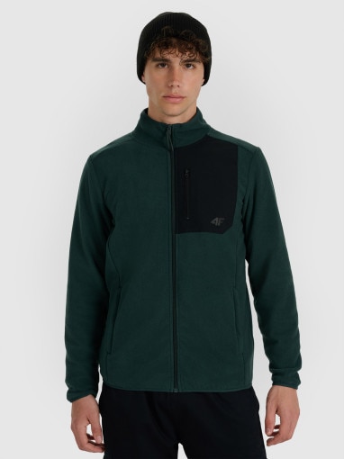  4F Męski polar rozpinany bez kaptura 4F 4FWAW25TFLEM414  zielony Zielony