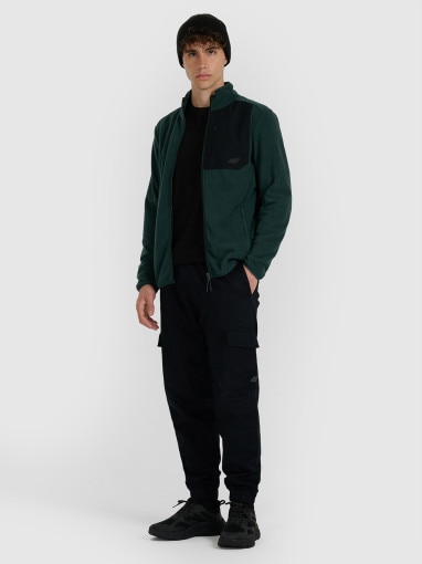 Męski polar rozpinany bez kaptura 4F 4FWAW25TFLEM414 - zielony