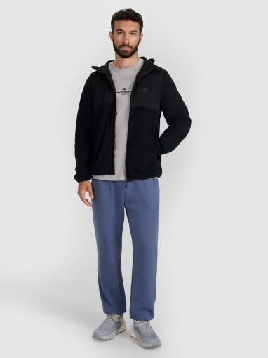 Męski polar rozpinany bez kaptura 4F 4FWAW25TFLEM417 - czarny