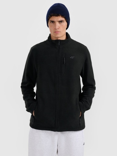  4F Męski polar rozpinany ze stójką 4F 4FRMM00TFLEM435  czarny Czarny