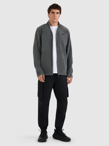 Męski polar rozpinany ze stójką 4F 4FRMM00TFLEM435 - szary