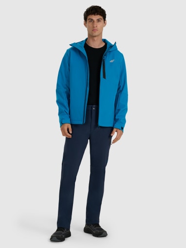 Męski softshell rozpinany z kapturem 4F 4FRAW25TSOFM506 - niebieski