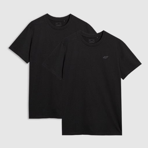 Męski t-shirt basic (2-pak) 4F 4FRMM00TTSHM2705 - czarny