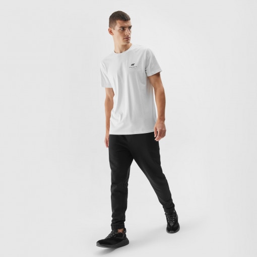 Męski t-shirt basic 4F 4FAW23TTSHM0951 - biały