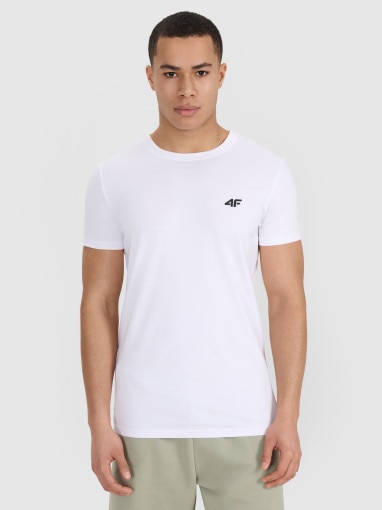  4F Męski tshirt basic slim 4F 4FRMM00TTSHM3068  biały Biały