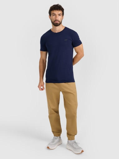 Męski t-shirt bez nadruku 4F 4FRMM00TTSHM3248 - granatowy